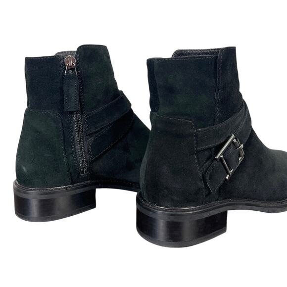 Aquatalia Bree Suede Ankle Boots Black Women’s 8 Side Zip Moto Dark Academia - Picture 4 of 11